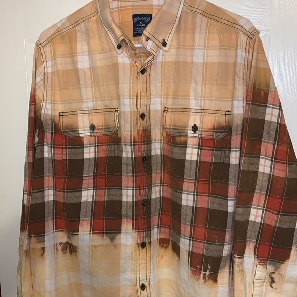 Faded glory flannel Upcycled bleach Ombre shirt size medium - Picture 2 of 5